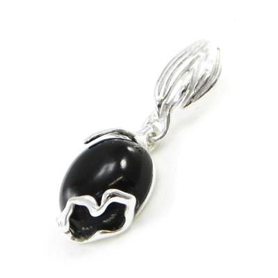[I8895] - Srebrna zawieszka 'Jet Black Goddess' czarno-srebrna (rodowana) - 28x10 mm