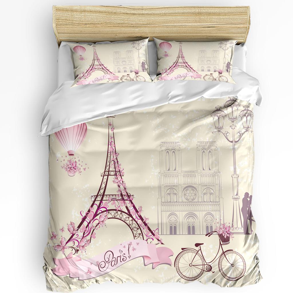 Colorful Bicycle White Printed Comfort Duvet Cover Pillow Case Home Textile Quilt Cover Boy Kid Teen Girl 3pcs Bedding Set