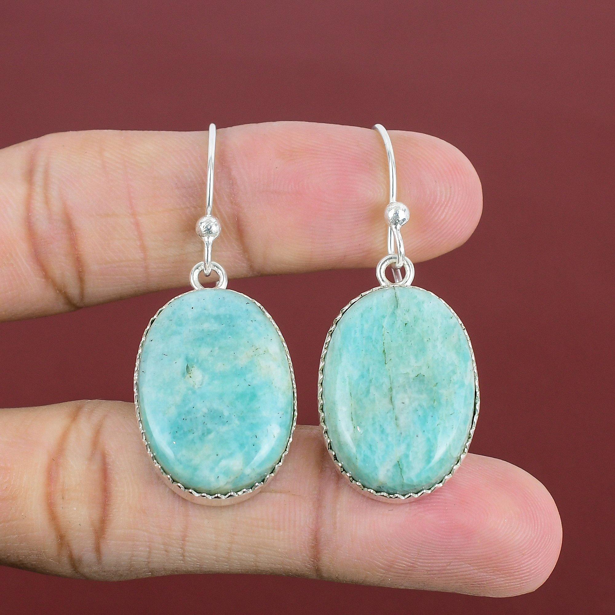 Amazonite Earring Natural Gemstone Earring Decent Jewelry 925 Sterling Silver Earring Handmade Drop Earrings Gifts For Women Silver Jewelry