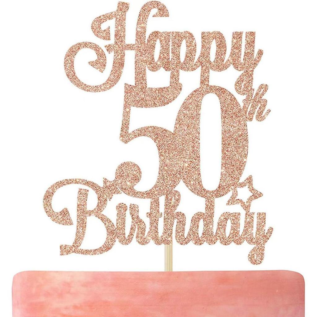 Glitter 'Happy Birthday' Cake Topper Party Decoration