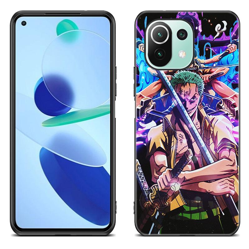 Anime roronoa zoro Phone Case For Xiaomi Mi 11 Lite NE 11i 10T 11T Pro A2 A3 Lite POCO F3 M3 M4 C31 X3 Pro NFC GT Black Cover