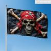 2D Flat - 1pc, Red Skull Scarf, Modern Banner Design, 2D Single-Sided Print, Size 150.01 X 89.99 Cm (Pole Not Included). Suitable for Home, Outdoor, Y