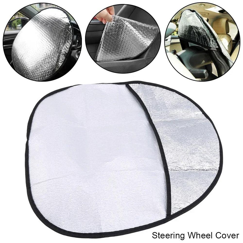 1Pcs Sun Protection Sun Shade Silver Anti-UV Sunscreen New Steering Wheel Cover  Car Supplies