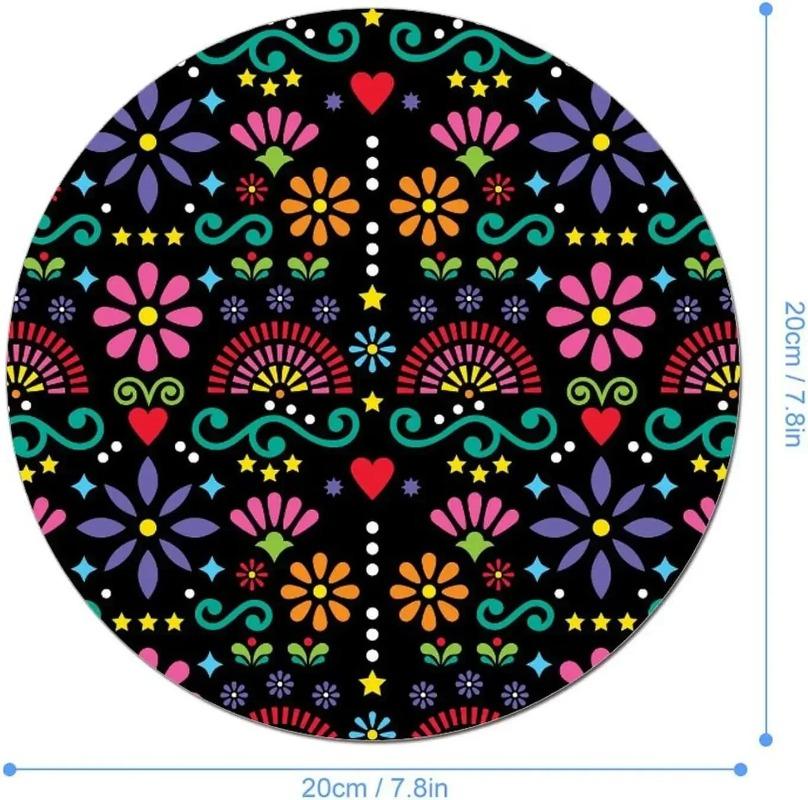 Round Game Mouse Pad Rubber Material Waterproof Wear-resistant Non-slip 20X20CM Retro Style Carpet Fine Mouse Pad Table Mat
