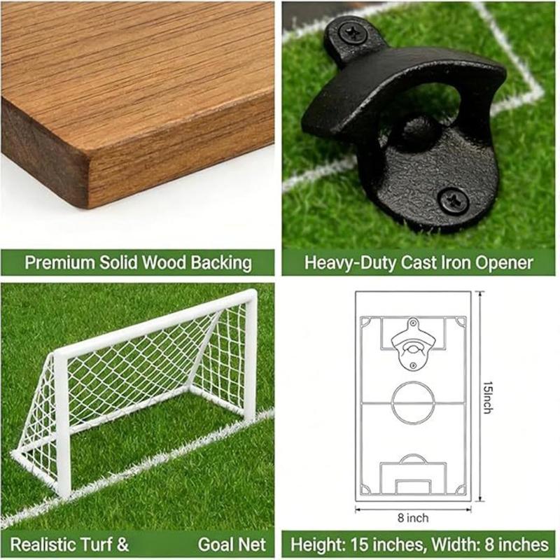 Entertaining Soccer Field Beer Bottle Opener With Practical Build In Cap Container For Home Bar Parties Gatherings