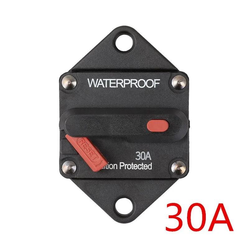 20-200A 12V 48V Car Audio Amplifier Circuit Breaker Fuse Holder Stereo  Refit  Adapter with Manual Reset Button темно серый