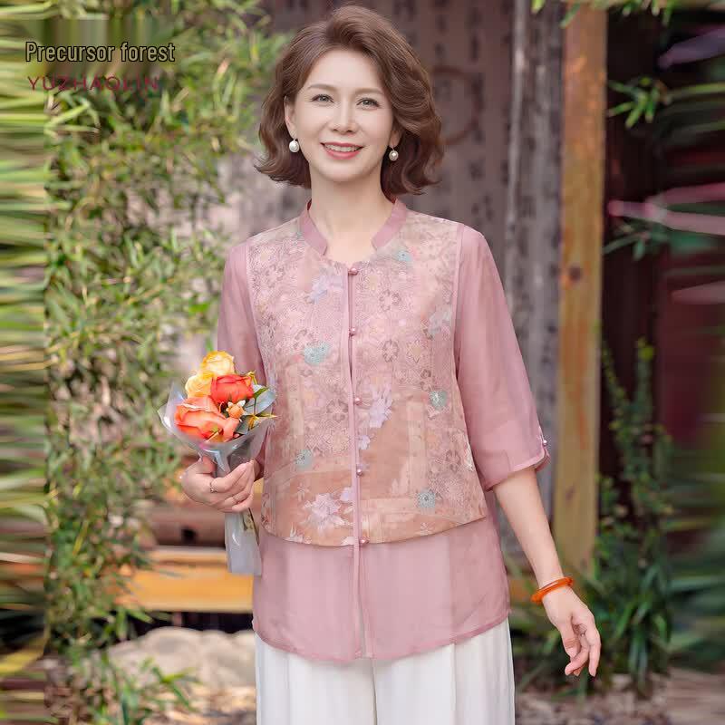 YUZHAOLIN Women s Summer Floral Short Sleeve Blouse 2XL