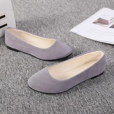Fashion Ladies Pointed Shallow Mouth Flat Shoes Spring and Autumn Candy-colored Suede Flat Women's Shoes Big Size Casual Shoes