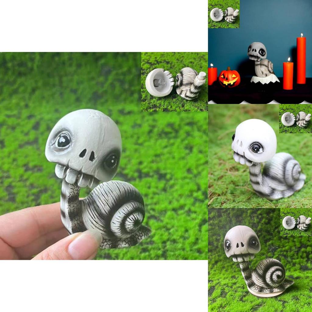 Cute Cartoon Skull Snail Sculpture Halloween Decoration Made Of Durable Resin Material