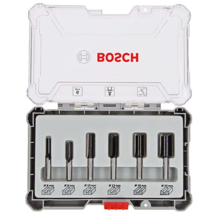 Coffret De Fraises - BOSCH PROFESSIONAL - 2607017465 - 6 Fraises Droites - Ø12/16/20 Mm - Queue De 6 Mm