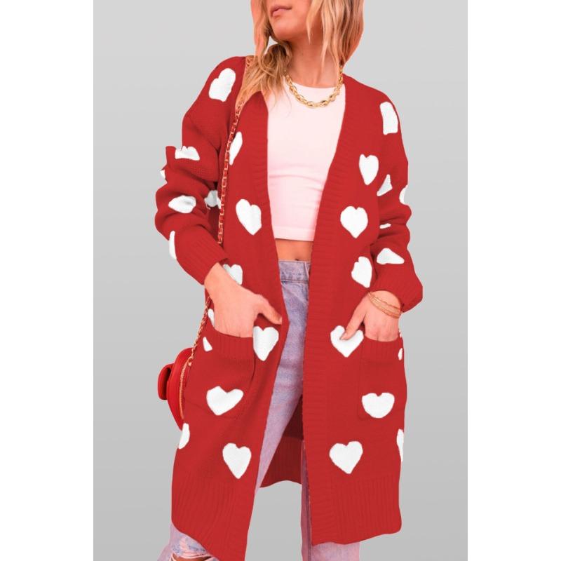 Damen Winter Liebe Strick Midilanger Übergröße Pullover