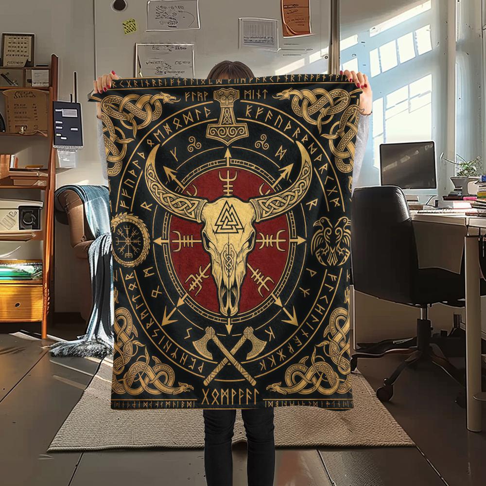 Viking animal snake Print Flannel Blanket High quality Comfortable for All Seasons Home Decor Warmth and Comfort Perfect for Christmas Gifts