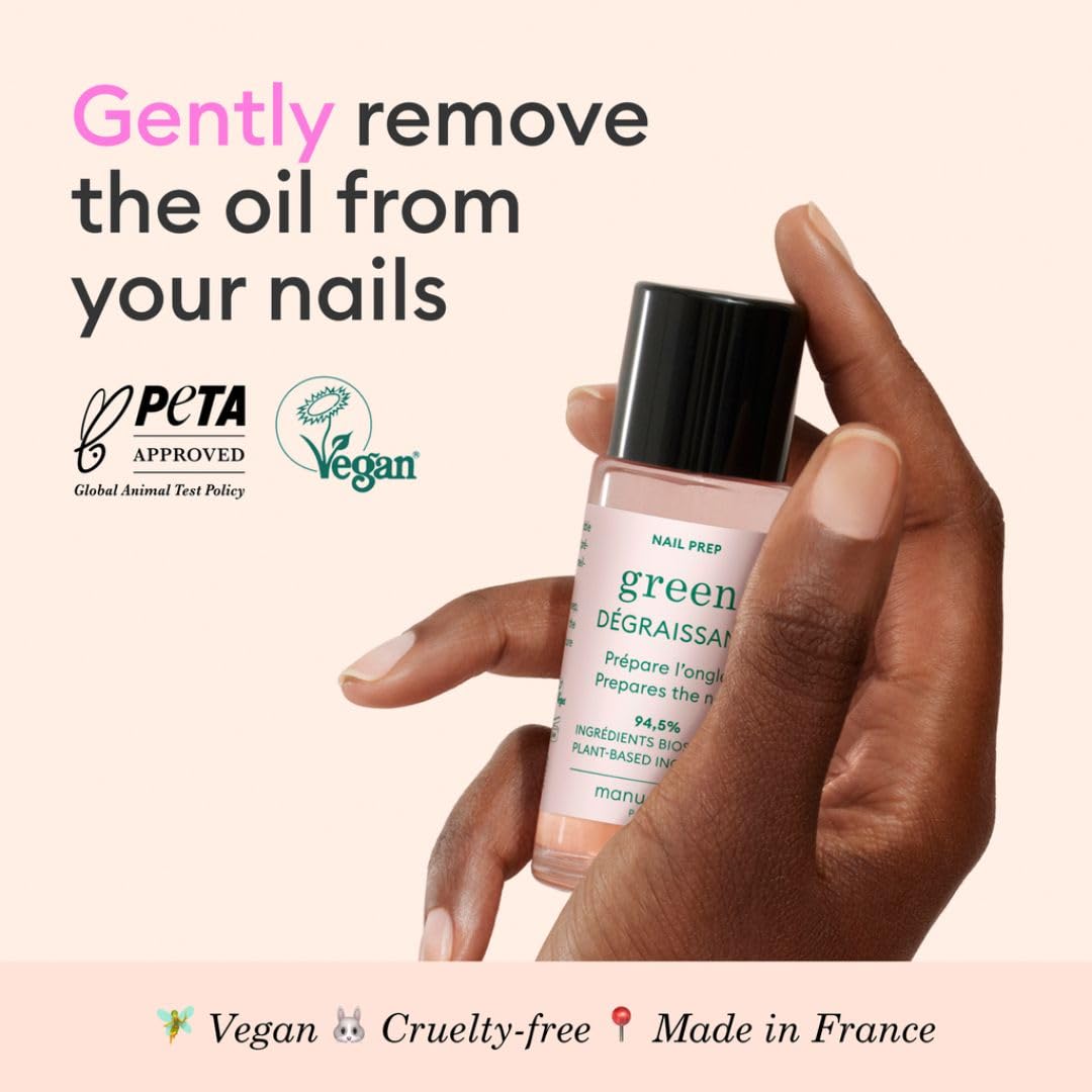 Manucurist Nail Degreaser - Efficient and Bio-Sourced 94,5% - Extend the wear of Nail Polish Green™ - Compatible System Green - Nail Care - Nail