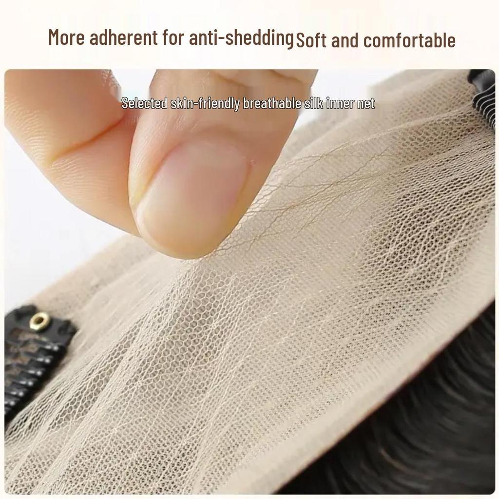 Seamless Women's Frontal Wig - Enhance Volume, Cover White Hair, Natural Hairline, Hand-Tied Real Hair.