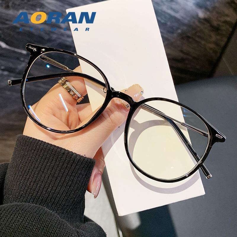 Ultra-Light Korean Style Women’s Eyeglass Frames with Myopia Prescription Option & Anti-Blue Light, Cold Tea Color Trend.