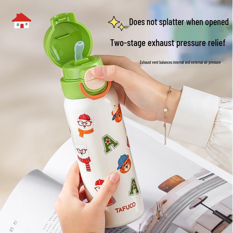 Tafulgo Kids 316L Stainless Steel Dual-Drink Insulated Water Bottle