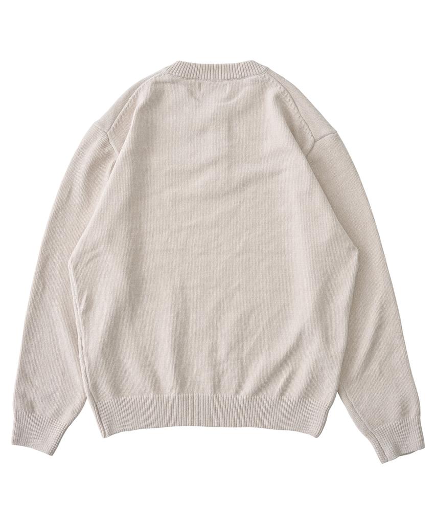 ANALOG MOOD Velour Refined Henley Neck Round Knit (Oatmeal)
