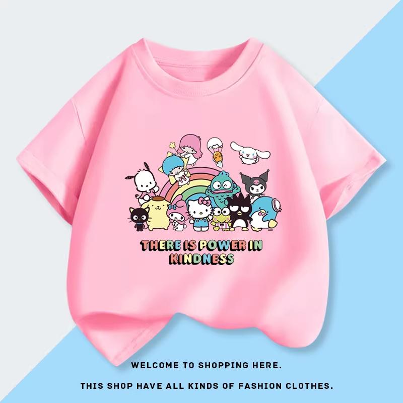 

Kulomi Melody Fashion Girl Children s Summer Short-Sleeve T-Shirt Casual Parent-Child Outfit 100