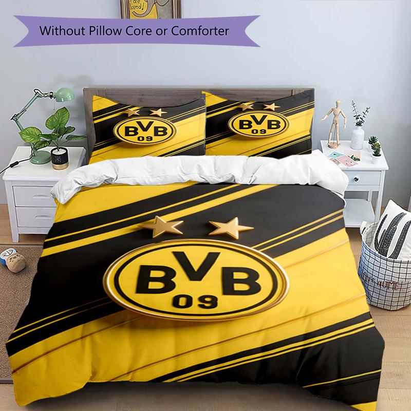 3pcs Football Team (5) Design Cover Set - HD Printed Bedding with 1 Cover and 2 Pillowcases - Perfect for Home and Dorm Decor