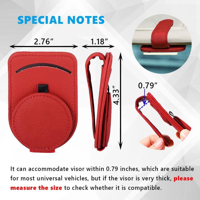 Sunglass Holder for Car Visor,Magnet Sunglasses Holder for car,Leather Car Sunglass Holder,Visor Sunglasses Clip with Storing Glasses Cards