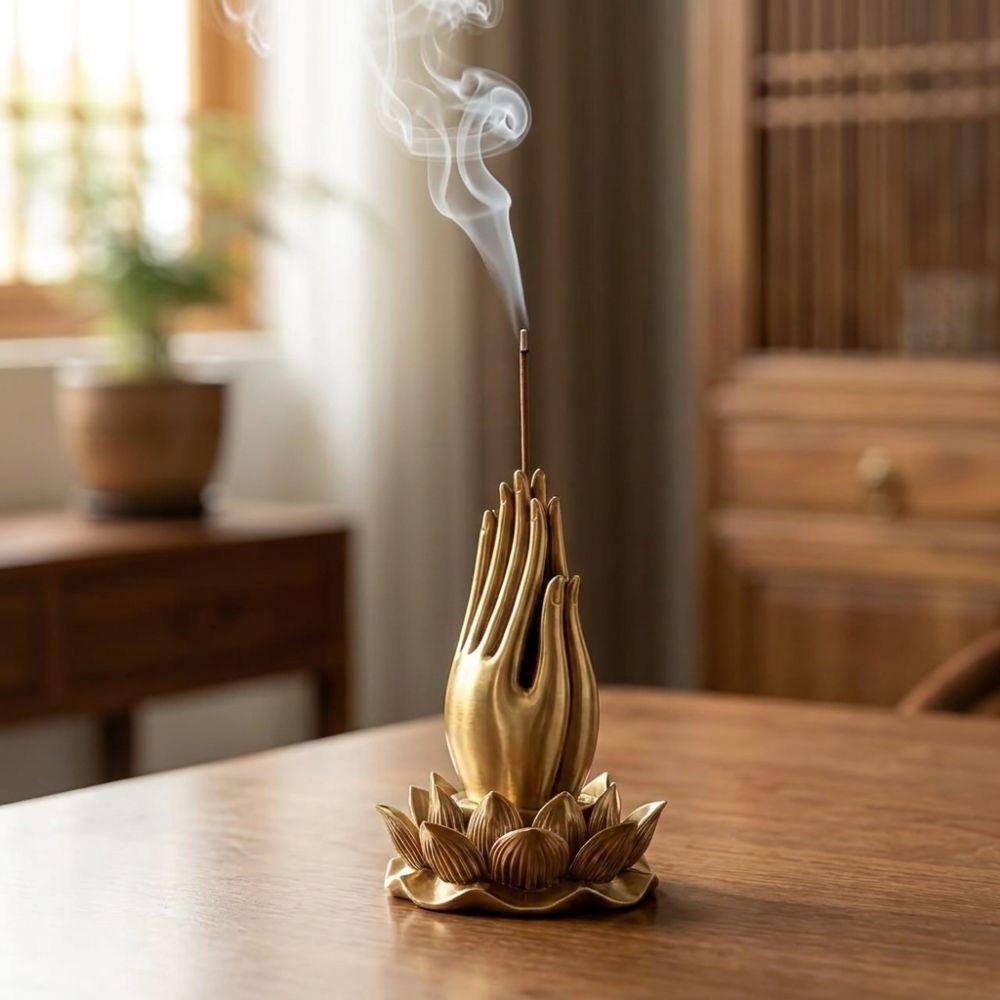 3D Printed Lotus Hand Incense Holder Praying Hand Tabletop Incense Base Living Room