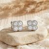 S925 Four-Leaf Clover Stud Earrings with High-Quality Diamond Inlay - Elegant and Versatile Design