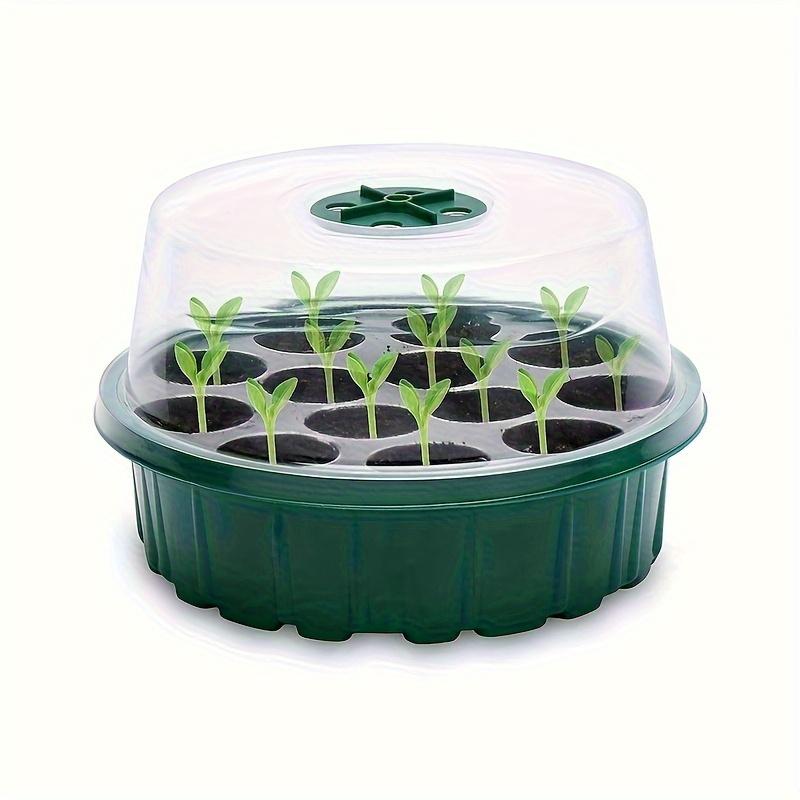 1pc 13-Hole Round Seedling Box - Hydroponic Planting Tray with Clear Grid Lid, Lightweight Durable Plastic for Succulents,Bean Sprouts,Vegetable Seeds