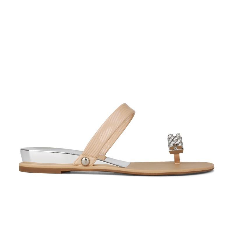 Spot Second Hair! Fashion Versatile New Pigeon Egg Second Generation Rhinestone Clip Toe Flat Bottom Slippers Women's Sandals Outside