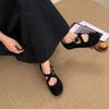 Fashion Elegant String Bead Buckle Flat Mary Jane Shoes Women Fashion Round Toe Cross Tied Designer Shoes Cozy Soft-sole Shallow Loafers