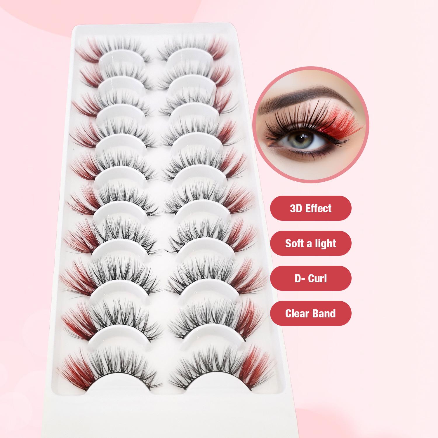 

Надзвичайно натуральні 3D накладні вії, що не провисають: Комічні очі для повсякденного носіння A20-1 [Red] 10 pairs