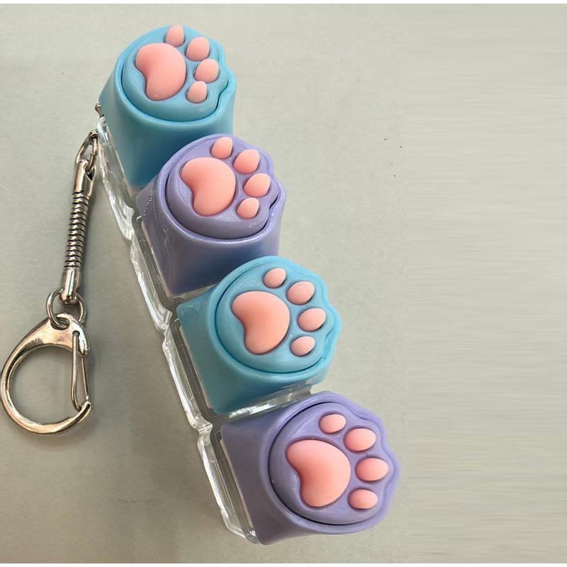 LED Light Cat Paw Keyboard Keychain Portable Stress Relief Fidget Toy Desktop Accessory for Office Decor Anti-Anxiety Small Gift