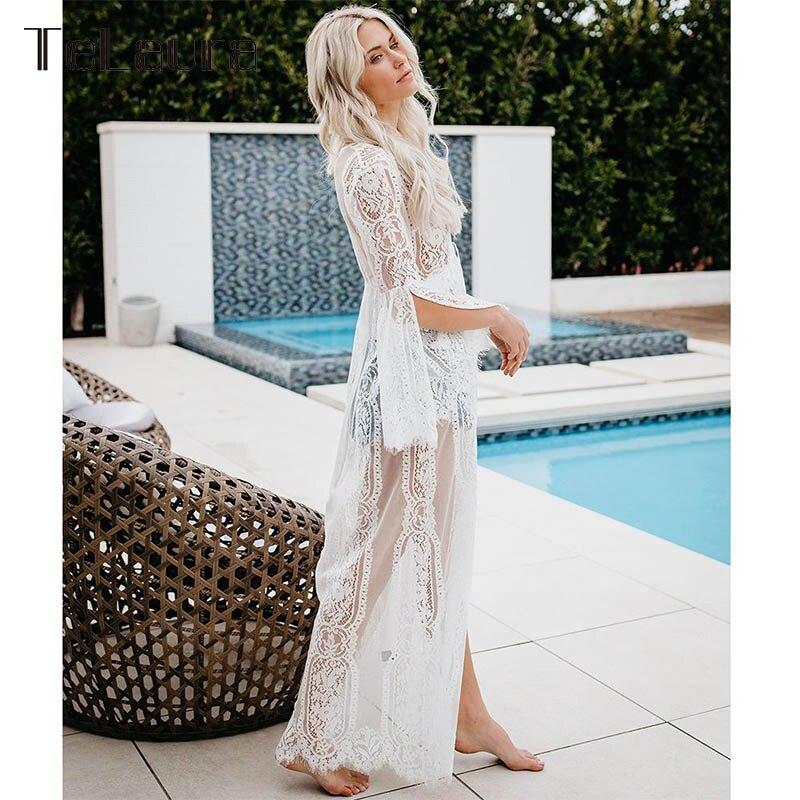 V Neck Swimsuit Beach Dress Women 