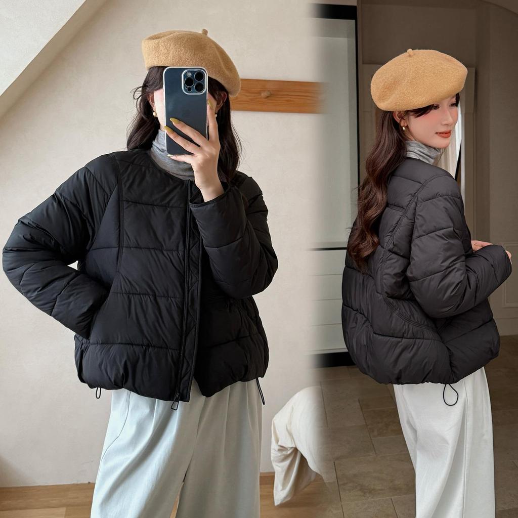 Autunno Inverno Ispessito Caldo Parka Donna Casual Carino Tinta Unita Tasca Grande Giacche Larghe Capispalla