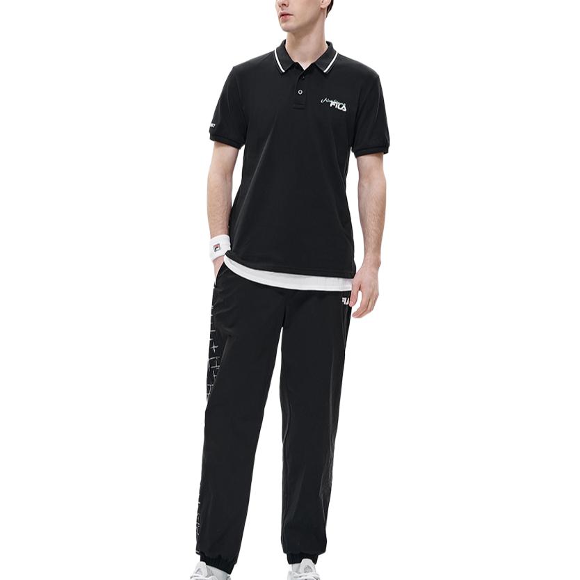 FILA FUSION Polo Shirts Men's Pitch Black Polo Collar Moderate Straight Fit T11M223101FBK