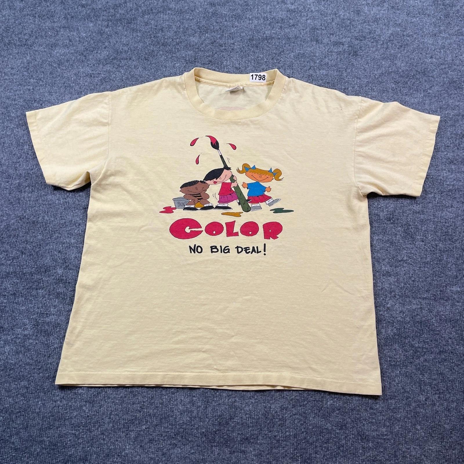 

Vintage 90s Unity Colors Anti-Racism No-Big-Deal Shirt XL 24x26 Yellow S