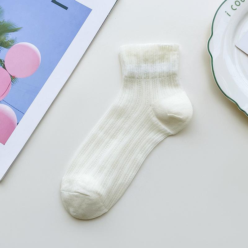 Spitzensocken Damen Sommer Dünne Kurze Socken Damen Sommer Mesh Atmungsaktiv Locker Eis-Socken Glasfaser Damen Socken