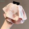 Chinese Style Elegant Printed Satin Hair Claw With Pearls - Gentle Temperament Retro Hair Clip For Updos & Back-of-Head Styling