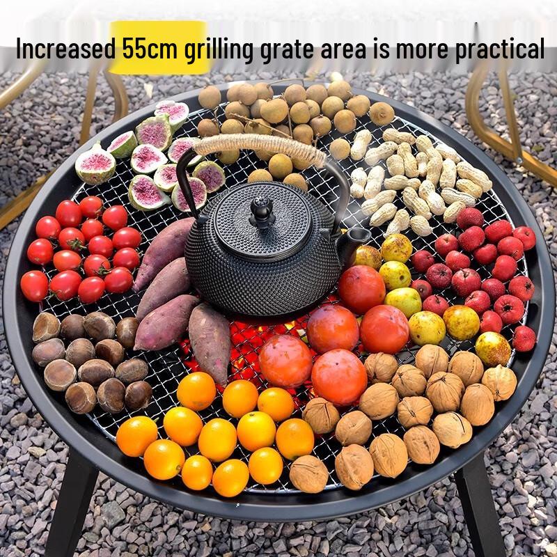 Outdoor Fire Pit & BBQ Grill Table