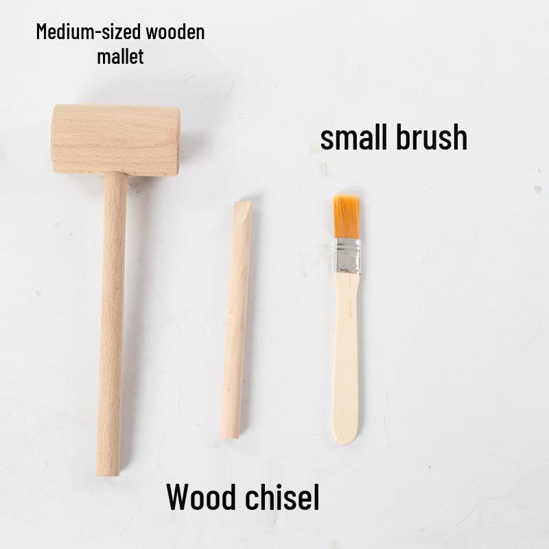 Handmade Small Wooden Mallet & Hammer Archaeological Toy Set