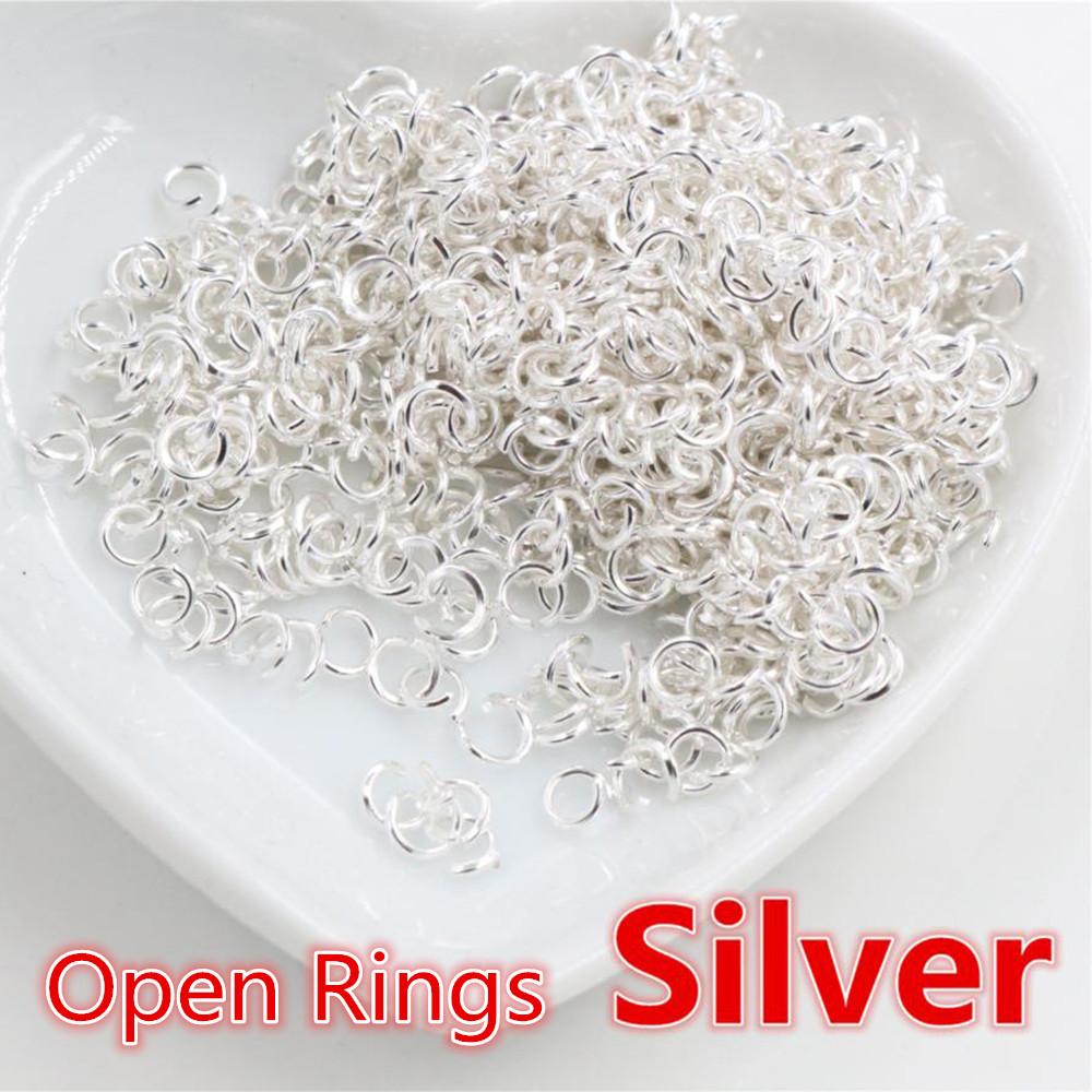 200 piezas 3/4/5/6/7/8/10 mm Metal DIY Componentes para Joyería Anillas de Salto Simples Cerradas/Abiertas y Anilla Dividida para hacer joyería