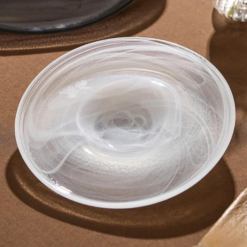 Irregular Glass Tableware Dessert Plate Serving Plate Pasta Dish Snack Dish Sushi Plates Restaurant Molecular Cuisine Tableware