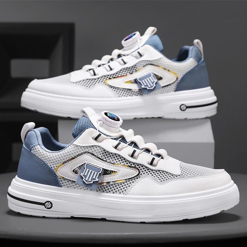 

Вращающиеся кнопки полые большие сетчатые туфли для доски мужские маленькие белые туфли летние мужские туфли 2025 новые повседневные спортивные модные туфли 44