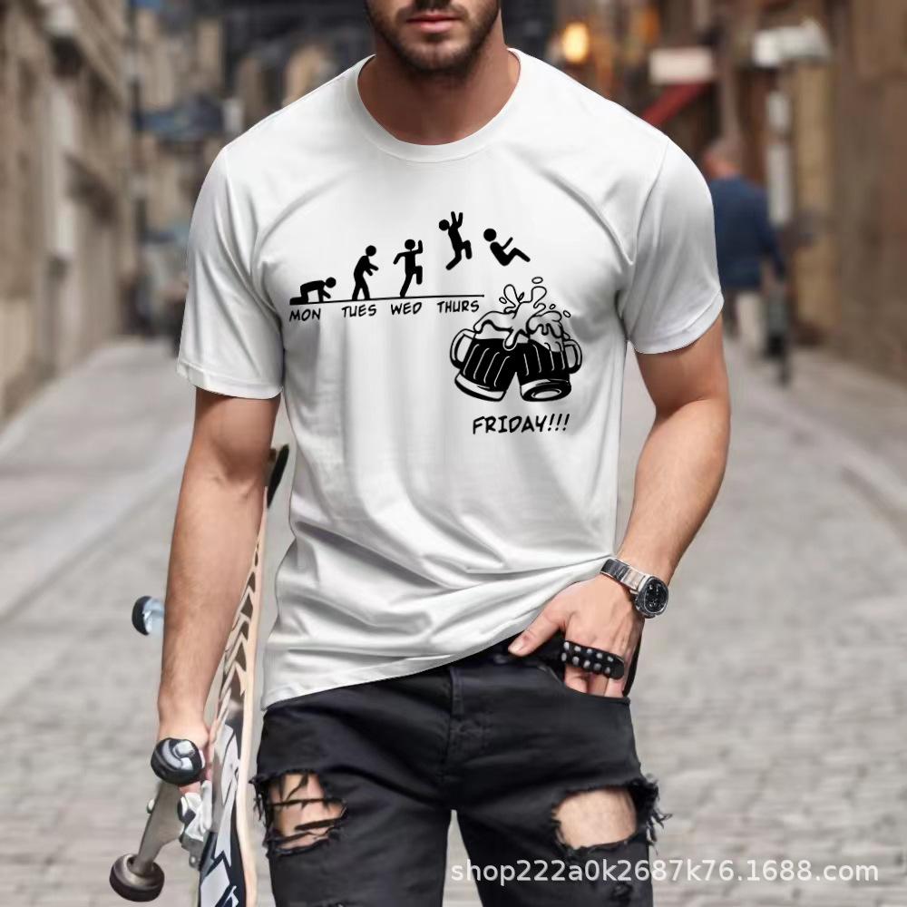 Men's Short-Sleeve 3D Printed Summer New Loose Round-Neck T-Shirt Men's Casual Top