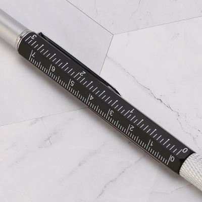 Penna in metallo 6 in 1 Strumento multifunzione Penna a sfera Cacciavite Righello Livella a bolla