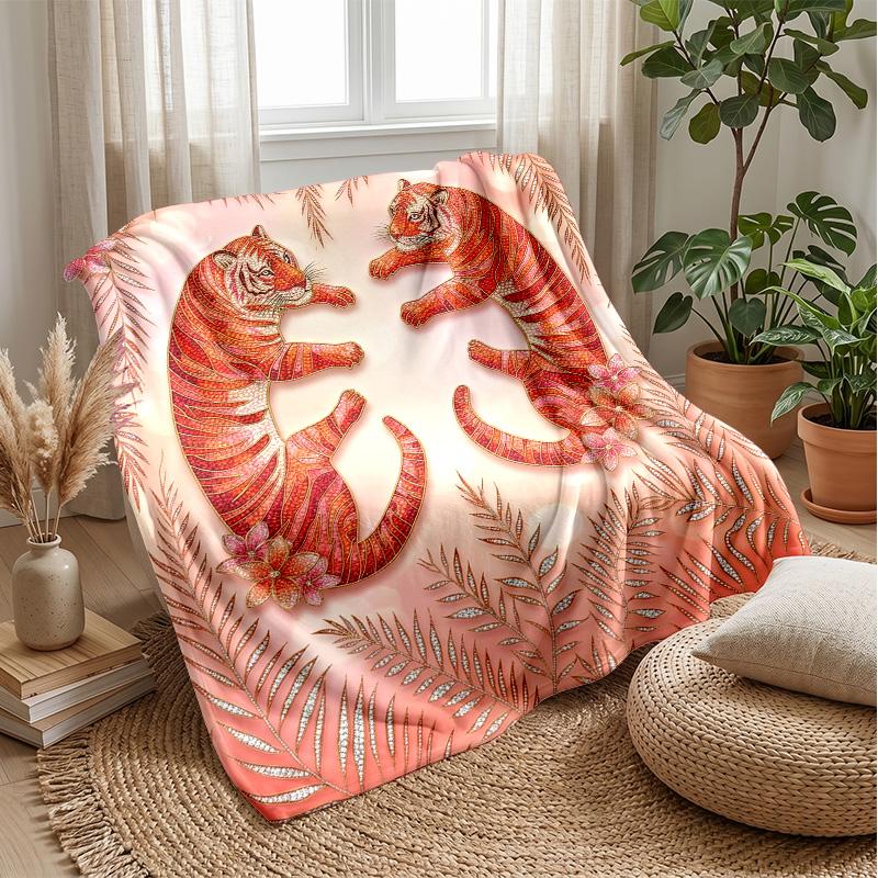 Tiger Artwork Design 2 Theme blanket Lightweight Warm Flannel Blanket Decorative Throw Blanket for Home Decoration