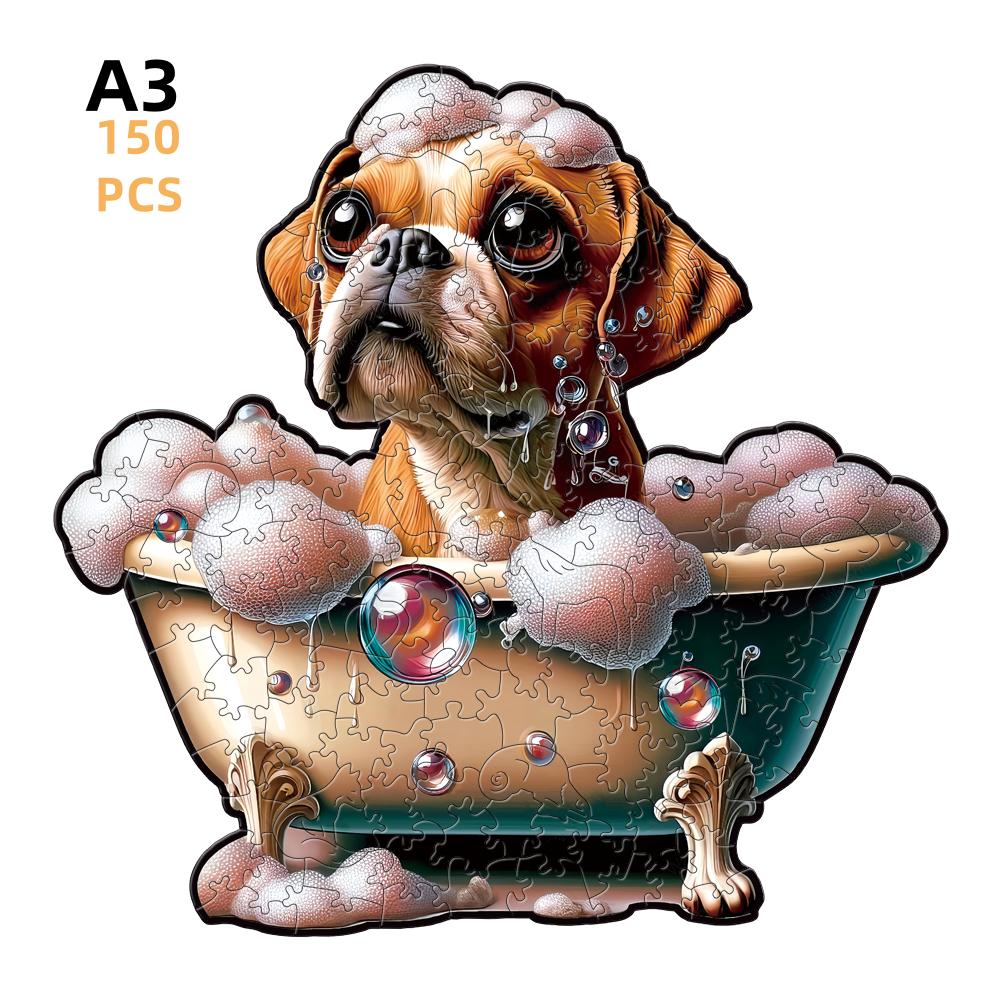 Irregular Puppy Animal Wooden Puzzle for Adult Children Gift Brain Teaser Game Fantasy Dog Christmas Present Box Puzzles Toys