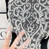 White Sequin Embroidery Decorative Front Neck Lace Fabric Flower Diy Pair Neck Wedding Dress Neckline