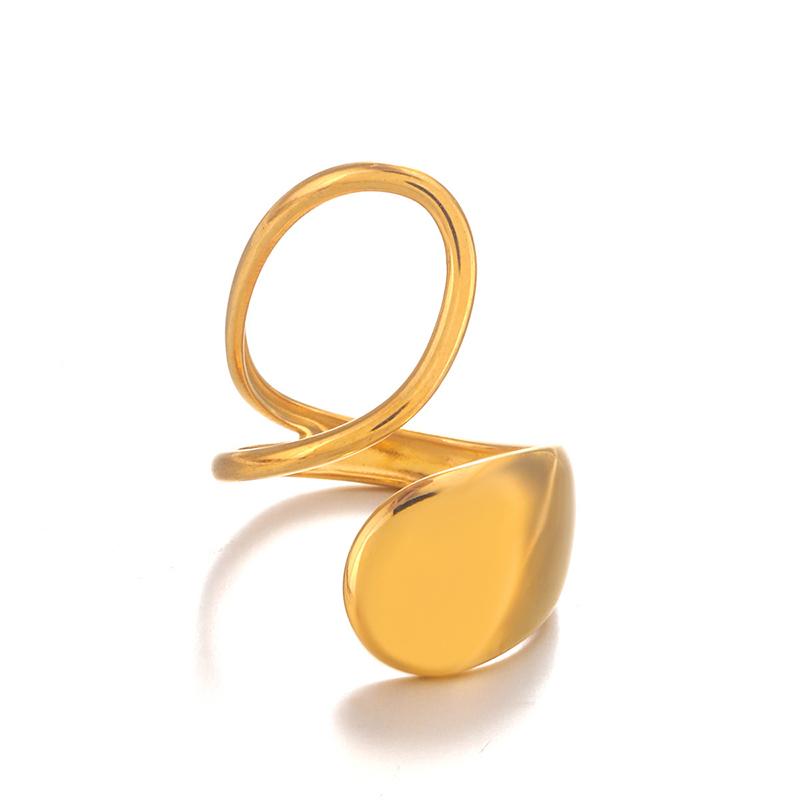 Stainless Steel Chunky Smooth Rings for Women Geometry Creative Hollow Water Drop Shape Rings Jewelry Gifts