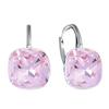 Silver Women' Square Earrings with Branded Crystals - Light Rose - 925 Silver Women' Day Gift for Daughter for Wife