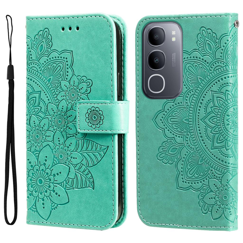 For vivo Y50 Case Floral Pattern PU Leather Wallet Stand Phone Cover